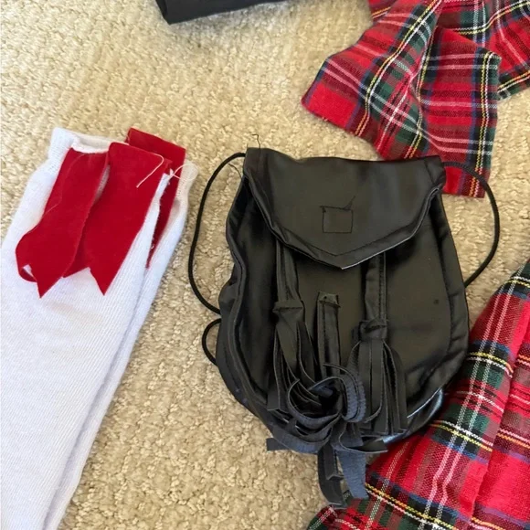 Kids Scottish Highland Costume - Black and Red - Picture 2 of 6